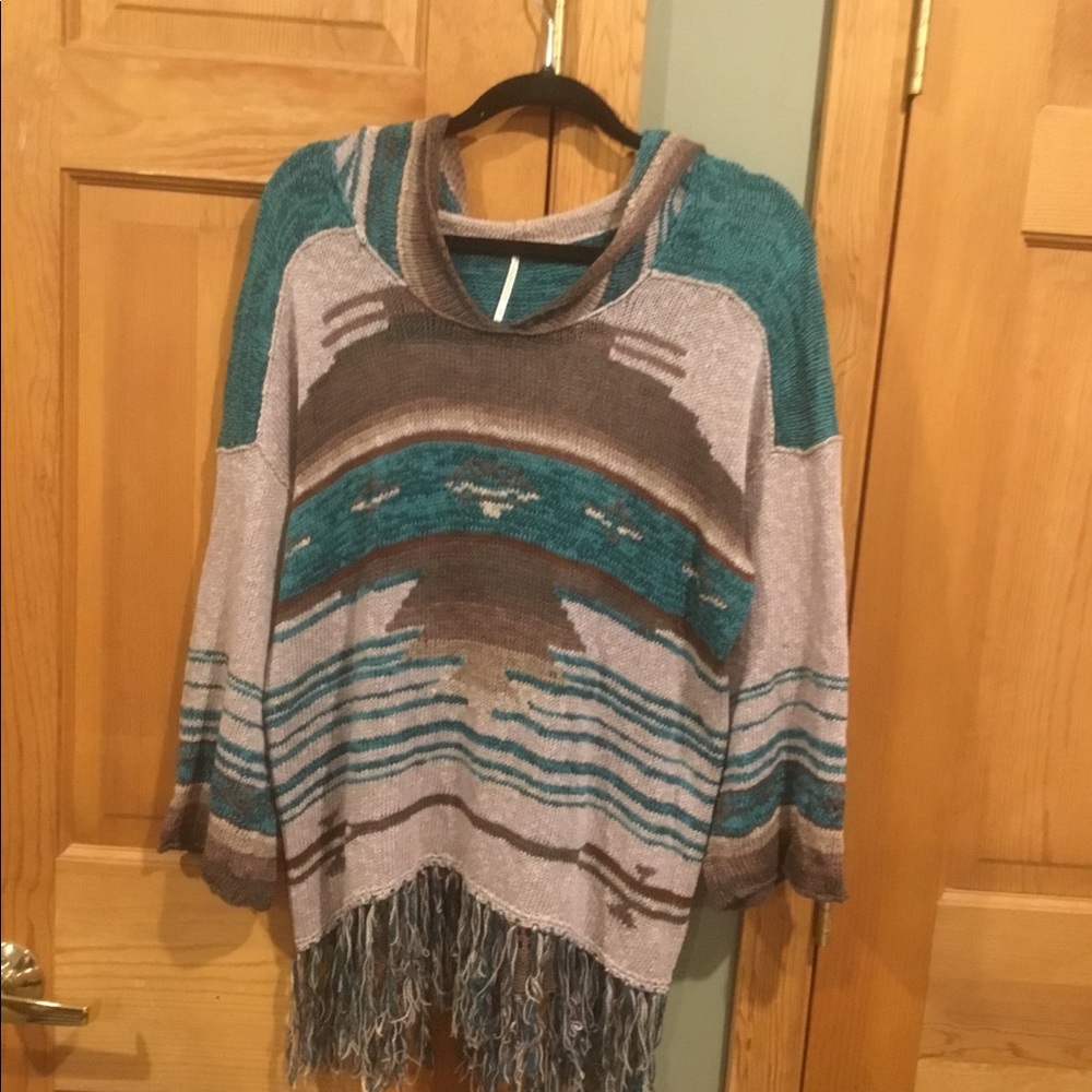 Free People fringed poncho